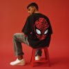 VEIRDO Men Spiderman Printed Pure Cotton T-shirt