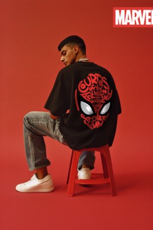 VEIRDO Men Spiderman Printed Pure Cotton T-shirt