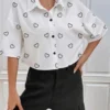 Oversized Fit Printed Spread Collar Casual Shirt