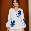 DIWAKAR Casual Balloon Sleeve Floral Print Women