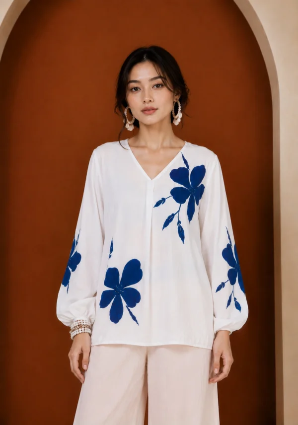 DIWAKAR Casual Balloon Sleeve Floral Print Women