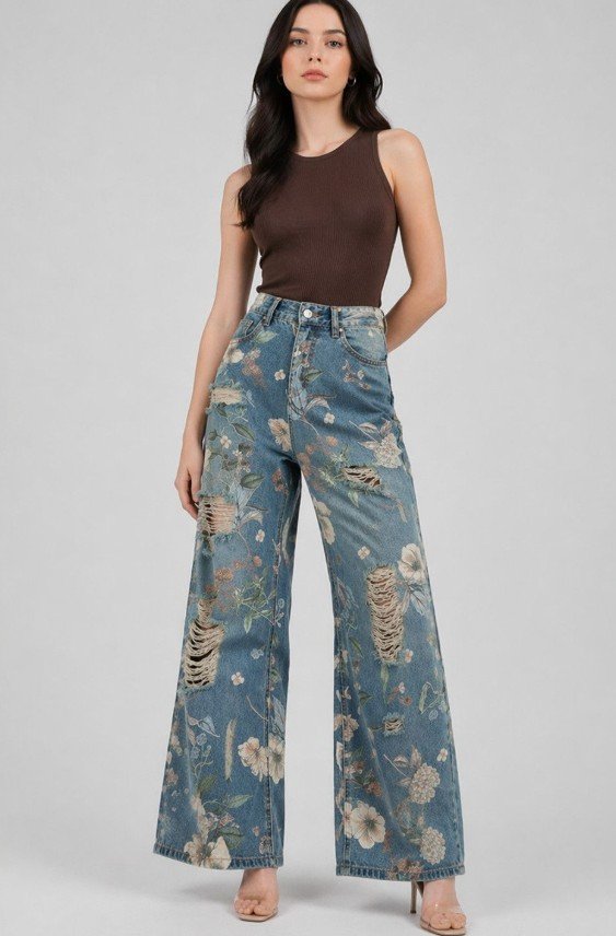 Suo Women Relaxed Fit Mid-Rise Highly Distressed Light Fade Jeans
