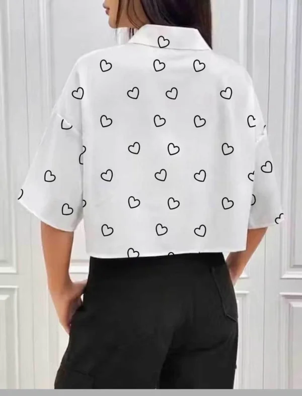 Oversized Fit Printed Spread Collar Casual Shirt