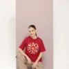 TonZon Women Graphic Print Round Neck Cotton Blend Red T-Shirt
