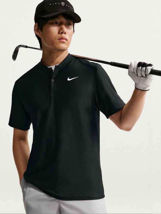 Nike Men Brand Logo Henley Neck Dri-FIT T-shirt