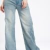 Glitchez Women Wide Leg Light Faded Stretchable Jeans