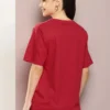 TonZon Women Graphic Print Round Neck Cotton Blend Red T-Shirt