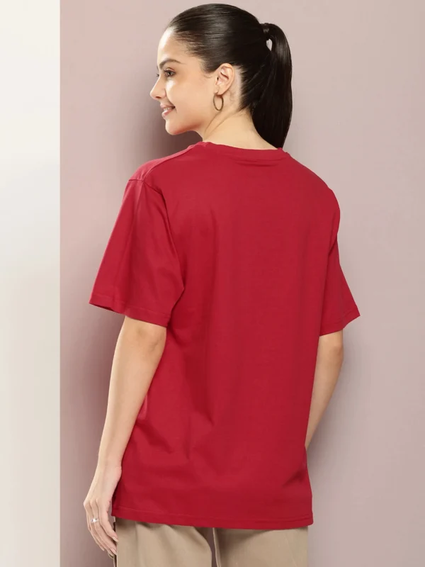 TonZon Women Graphic Print Round Neck Cotton Blend Red T-Shirt