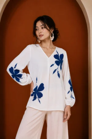 DIWAKAR Casual Balloon Sleeve Floral Print Women