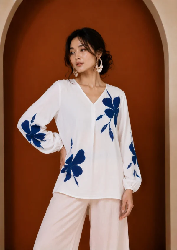 DIWAKAR Casual Balloon Sleeve Floral Print Women