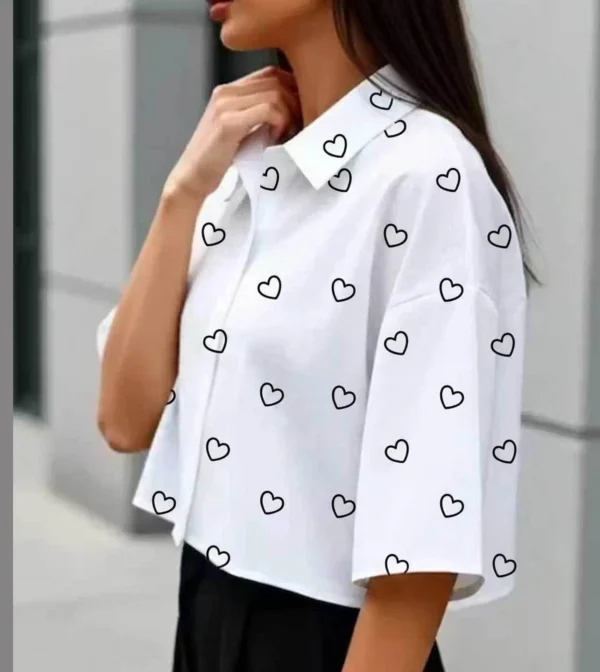 Oversized Fit Printed Spread Collar Casual Shirt