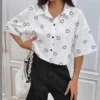 Oversized Fit Printed Spread Collar Casual Shirt