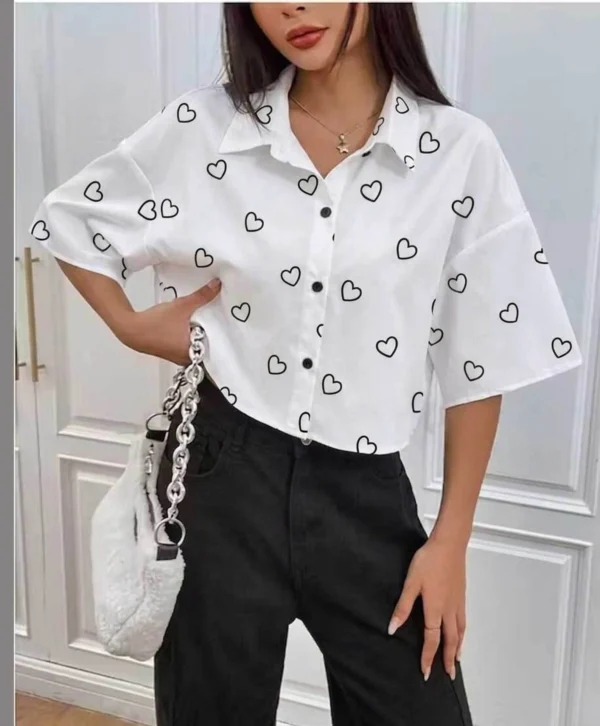 Oversized Fit Printed Spread Collar Casual Shirt