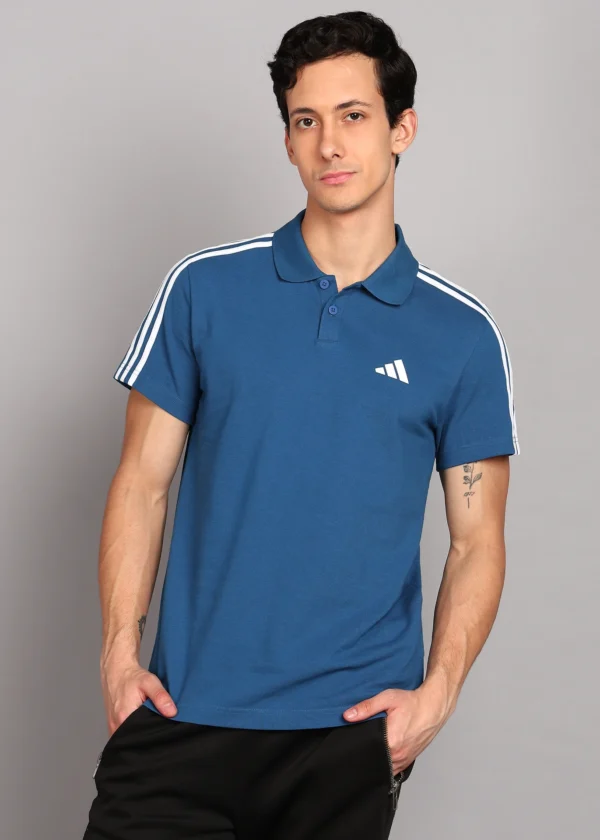 ADIDAS Men Solid Polo Neck Pure Cotton