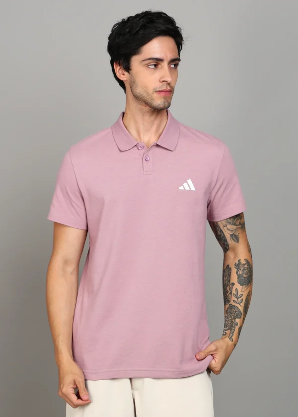 ADIDAS Men Solid Polo Neck Pure Cotton