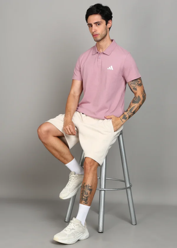 ADIDAS Men Solid Polo Neck Pure Cotton