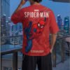 VEIRDO Men Spiderman Printed Pure Cotton T-shirt