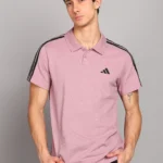 ADIDAS Men Solid Polo Neck Pure Cotton