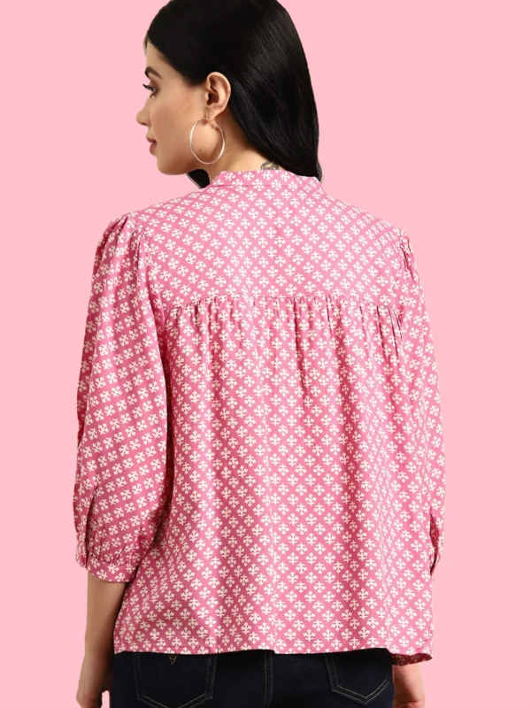 Floral Print Mandarin Collar Casual Shirt