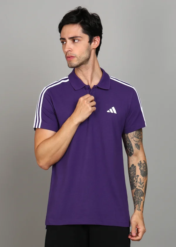 ADIDAS Men Solid Polo Neck Pure Cotton