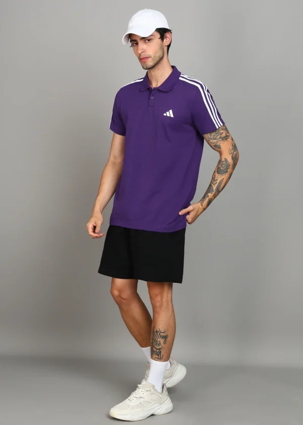 ADIDAS Men Solid Polo Neck Pure Cotton