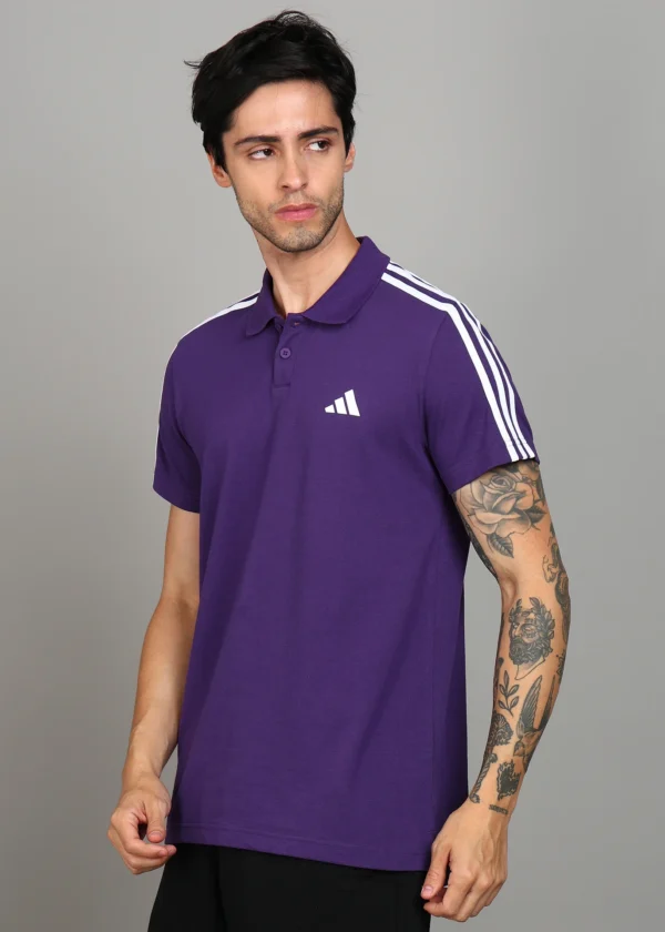 ADIDAS Men Solid Polo Neck Pure Cotton