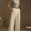 Kotty Women Relaxed Straight Leg High-Rise Pleated Parallel Trousers