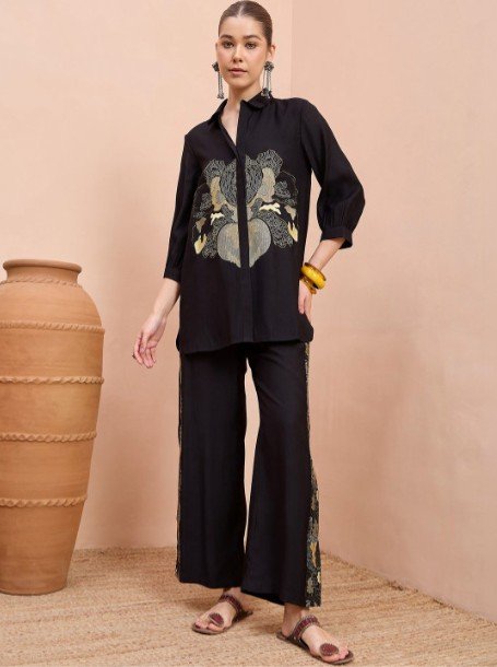 Anouk Embroidered Shirt with Trousers