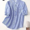 Sheetal Associates Women Regular Fit Striped Mandarin Collar Casual Shirt