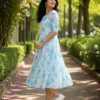 VIHIN TEXTILE Floral Print Viscose Rayon Flared Kurta