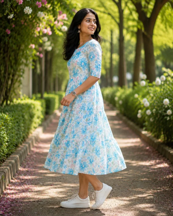 VIHIN TEXTILE Floral Print Viscose Rayon Flared Kurta