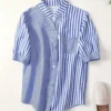 Sheetal Associates Women Regular Fit Striped Mandarin Collar Casual Shirt
