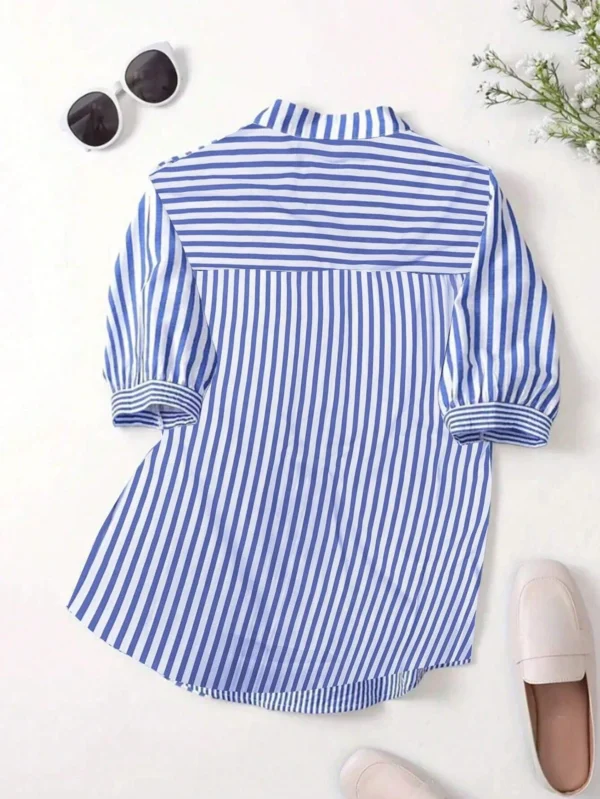 Sheetal Associates Women Regular Fit Striped Mandarin Collar Casual Shirt