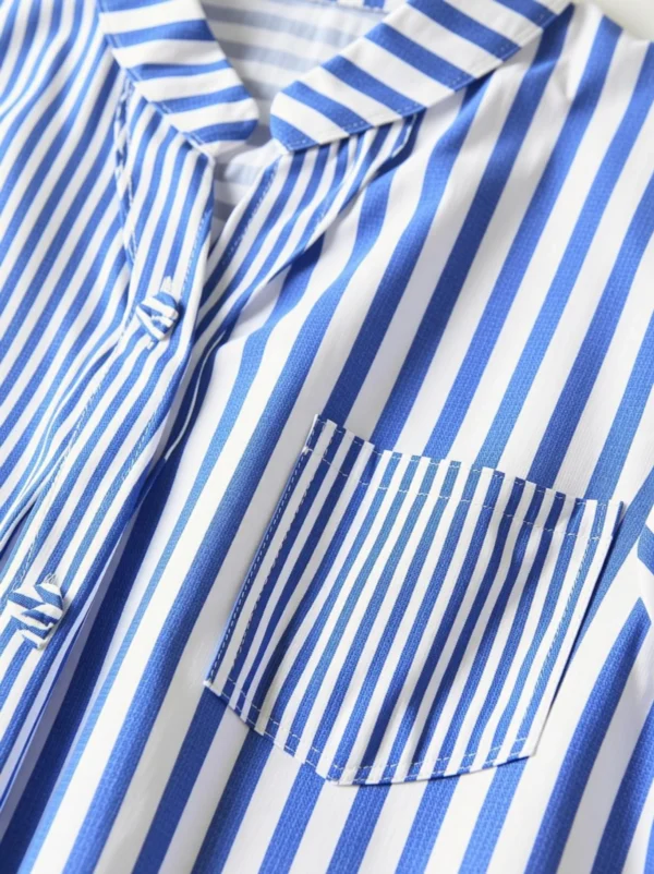 Sheetal Associates Women Regular Fit Striped Mandarin Collar Casual Shirt