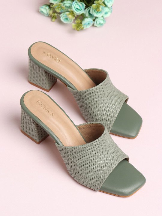 green 1 ICONICS Women Brown Block Heels