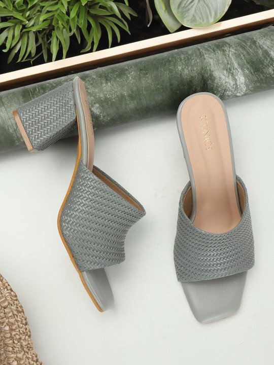 grey 1 ICONICS Women Brown Block Heels