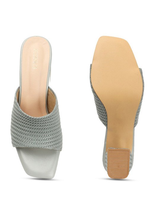 grey 5 ICONICS Women Brown Block Heels