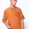 Bewakoof Men's Orange Sippin Sun Graphic Printed Oversized T-shirt