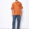 Bewakoof Men's Orange Sippin Sun Graphic Printed Oversized T-shirt