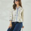 Embroidered Mandarin Collar Casual Shirt