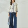 Embroidered Mandarin Collar Casual Shirt