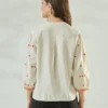 Embroidered Mandarin Collar Casual Shirt