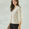 Embroidered Mandarin Collar Casual Shirt