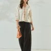Embroidered Mandarin Collar Casual Shirt