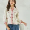Embroidered Mandarin Collar Casual Shirt