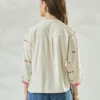 Embroidered Mandarin Collar Casual Shirt
