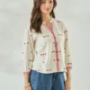 Embroidered Mandarin Collar Casual Shirt