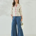 Embroidered Mandarin Collar Casual Shirt