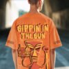 Bewakoof Men's Orange Sippin Sun Graphic Printed Oversized T-shirt