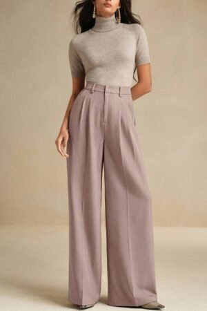 Kotty Women Relaxed Straight Leg High-Rise Pleated Parallel Trousers